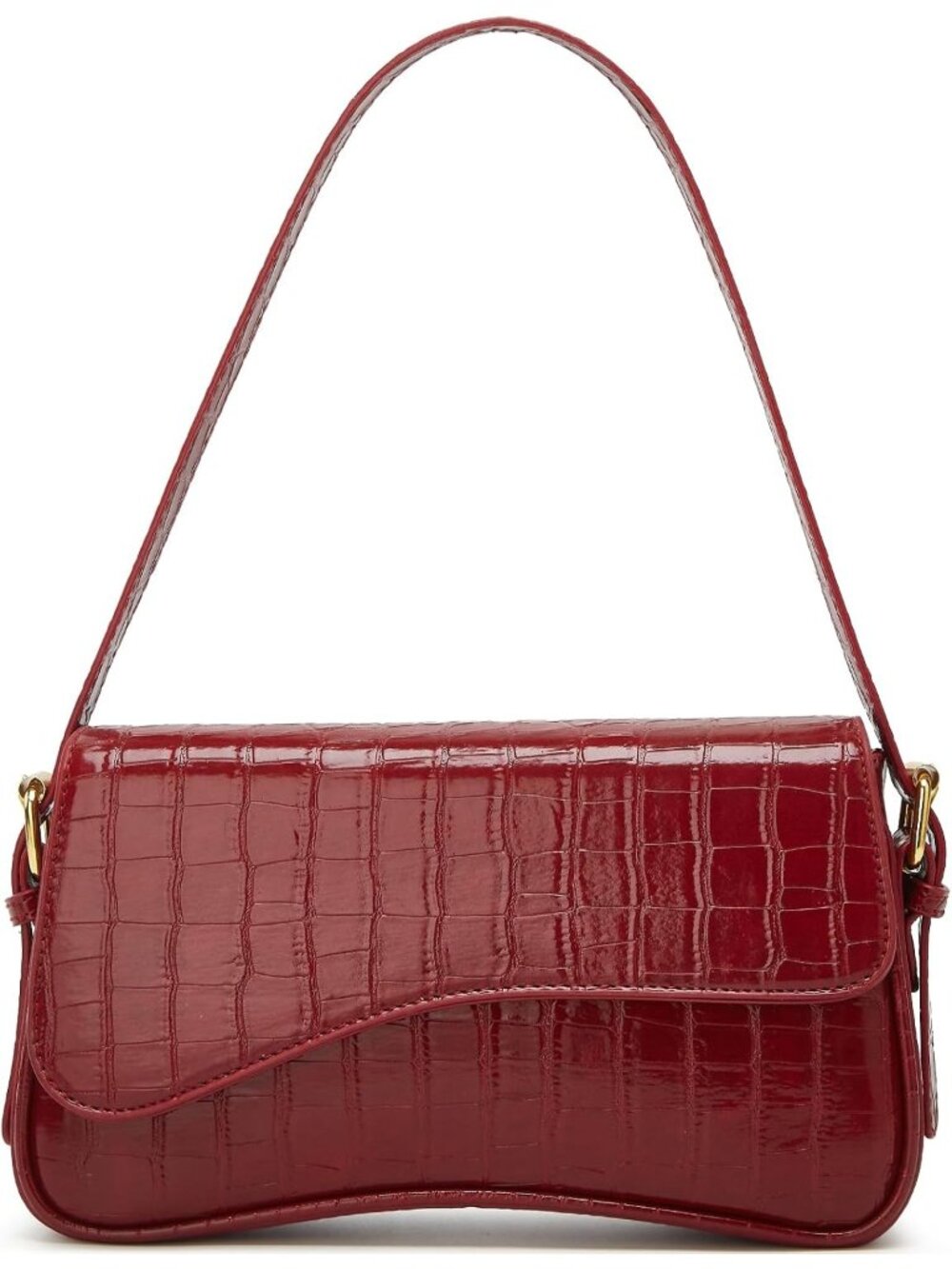 👜Women's Patent-Red PU Leather Y2K Shoulder Bag Underarm Crossbody Travel Purse
